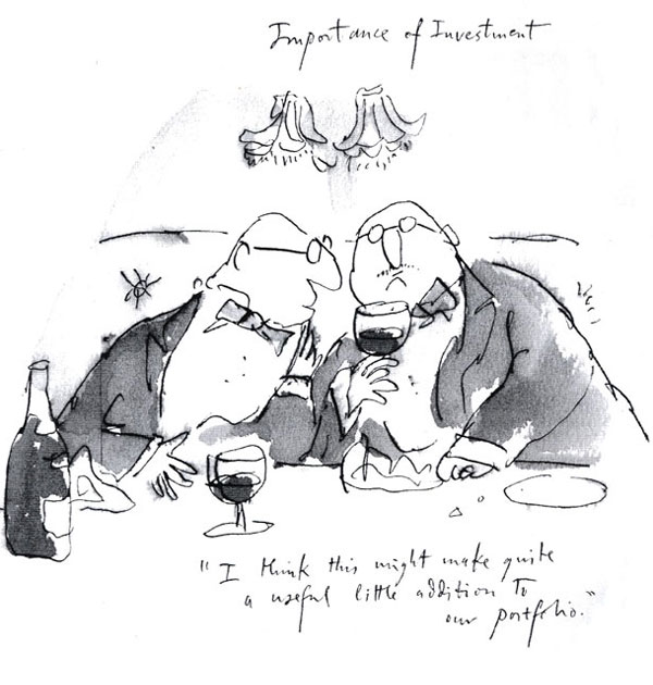 Investing in wine - cartoon