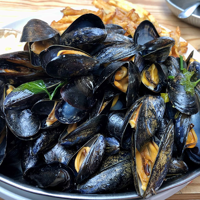 moules mariniere - mussels on plate